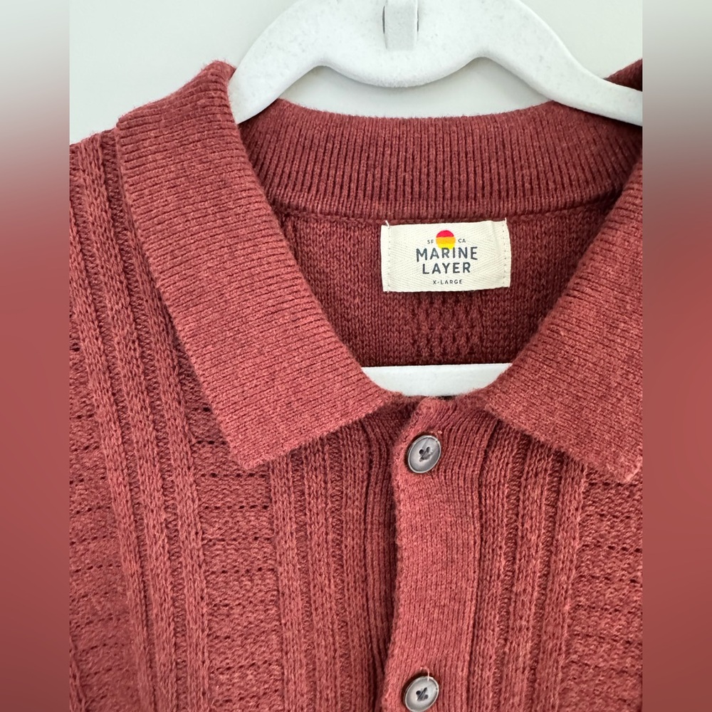 Marine Layer Arthur Sweater Cardigan Button Merino Wool Blend Veneer size XL - Picture 8 of 16